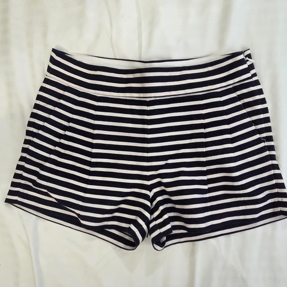 J.CREW Women's High Waist Black and White Striped Shorts